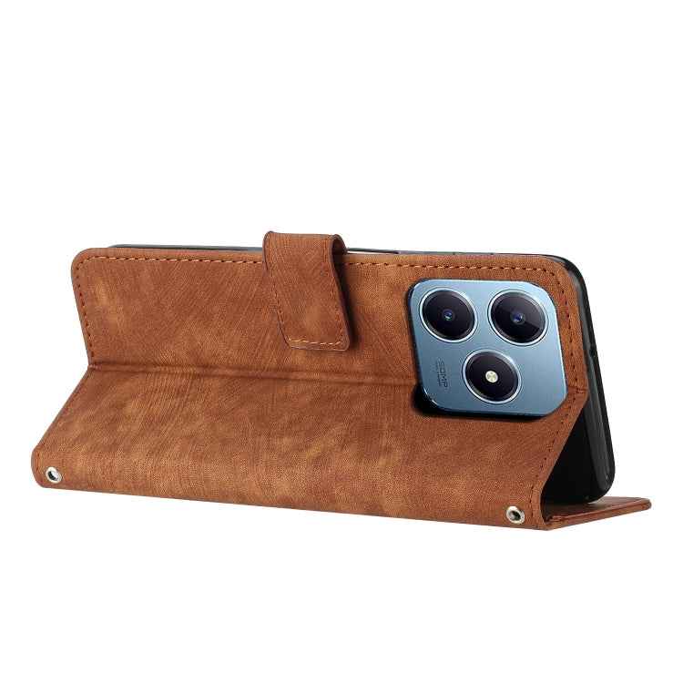 Skin Feel Stripe Pattern Leather Phone Case with Lanyard, For Realme C63, For Realme 12, For Realme 12+, For Realme 12 Pro+, For Realme 11 4G Global, For Realme 11 5G Global/11x, For Realme C53/Narzo N53, For Realme 11