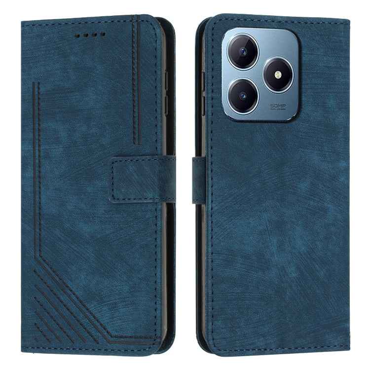 Skin Feel Stripe Pattern Leather Phone Case with Lanyard, For Realme C63, For Realme 12, For Realme 12+, For Realme 12 Pro+, For Realme 11 4G Global, For Realme 11 5G Global/11x, For Realme C53/Narzo N53, For Realme 11