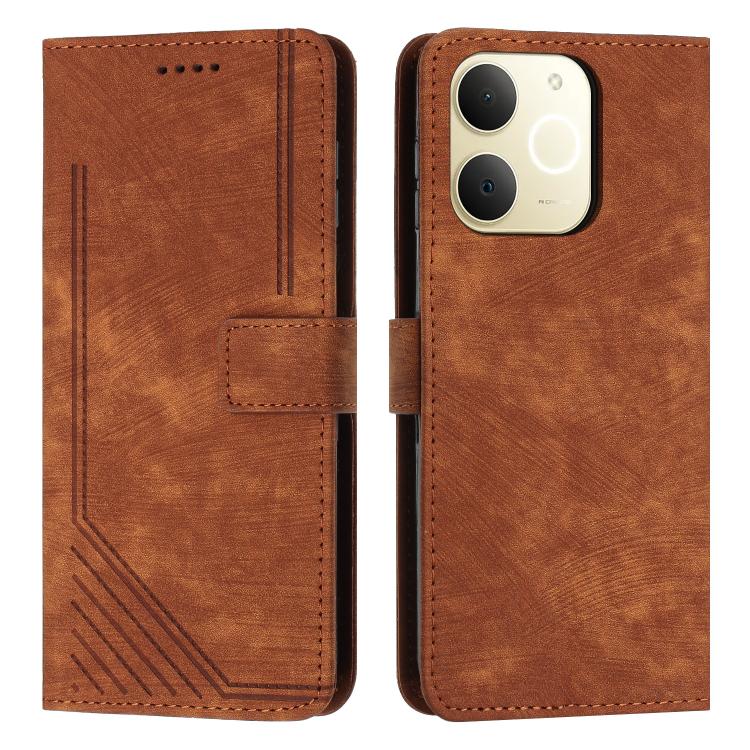 Skin Feel Stripe Pattern Leather Phone Case with Lanyard, For Realme Narzo 80 Lite 4G, For Realme 15 / 15 Pro, For Realme C71 4G, For Realme 14 / P3 5G / 14T 5G, For Realme 14 Pro+, For Realme 14 Pro, For Realme C75 / V60 Pro, For Realme C63