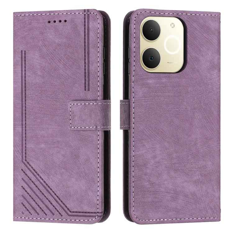 Skin Feel Stripe Pattern Leather Phone Case with Lanyard, For Realme 15T 5G, For Realme Narzo 80 Lite 4G, For Realme 15 / 15 Pro, For Realme C71 4G, For Realme 14 / P3 5G / 14T 5G, For Realme 14 Pro+, For Realme 14 Pro, For Realme C75 / V60 Pro