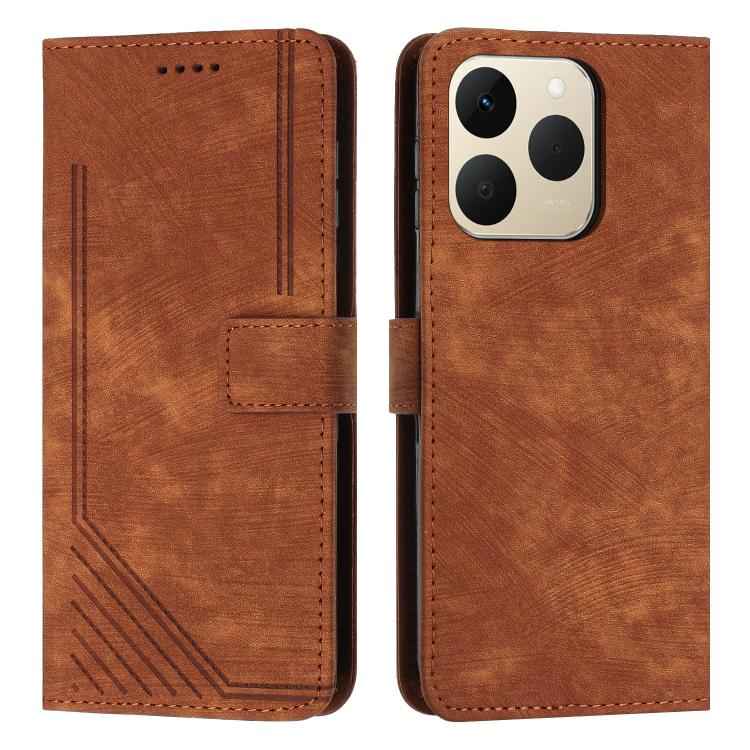 Skin Feel Stripe Pattern Leather Phone Case with Lanyard, For Realme 15T 5G, For Realme Narzo 80 Lite 4G, For Realme 15 / 15 Pro, For Realme C71 4G, For Realme 14 / P3 5G / 14T 5G, For Realme 14 Pro+, For Realme 14 Pro, For Realme C75 / V60 Pro