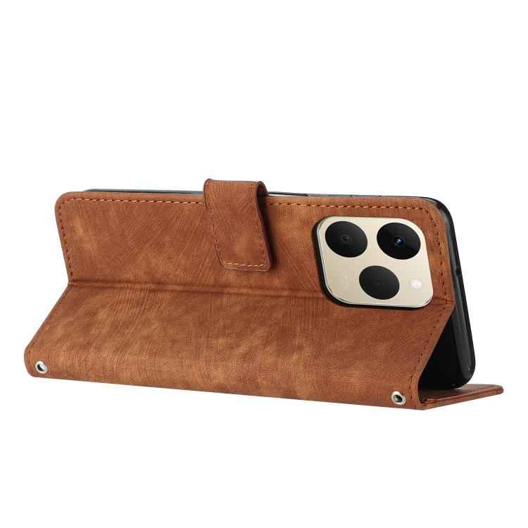 Skin Feel Stripe Pattern Leather Phone Case with Lanyard, For Realme 15T 5G, For Realme Narzo 80 Lite 4G, For Realme 15 / 15 Pro, For Realme C71 4G, For Realme 14 / P3 5G / 14T 5G, For Realme 14 Pro+, For Realme 14 Pro, For Realme C75 / V60 Pro