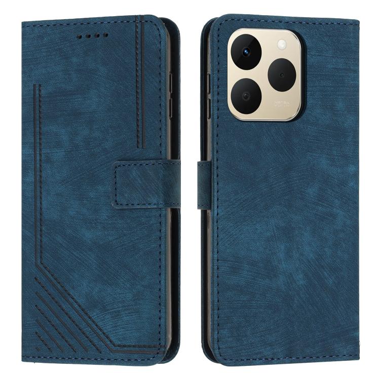 Skin Feel Stripe Pattern Leather Phone Case with Lanyard, For Realme C85 5G / 15x 5G India, For Realme C85 Pro 4G, For Realme 15T 5G, For Realme Narzo 80 Lite 4G, For Realme 15 / 15 Pro, For Realme C71 4G, For Realme 14 / P3 5G / 14T 5G                ...