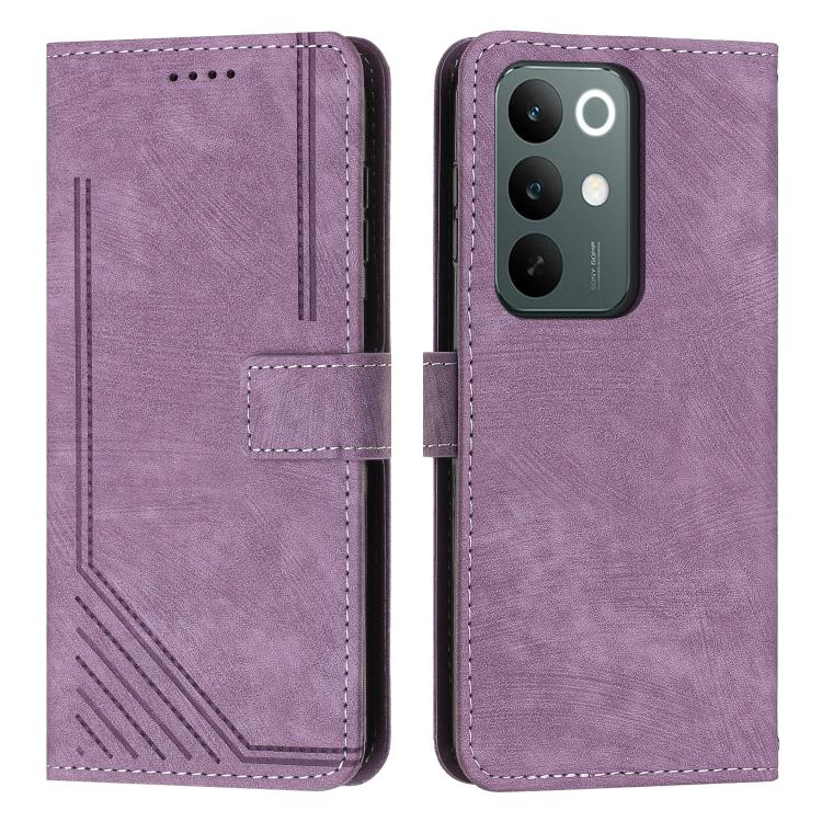 Skin Feel Stripe Pattern Leather Phone Case with Lanyard, For Realme C85 5G / 15x 5G India, For Realme C85 Pro 4G, For Realme 15T 5G, For Realme Narzo 80 Lite 4G, For Realme 15 / 15 Pro, For Realme C71 4G, For Realme 14 / P3 5G / 14T 5G                ...