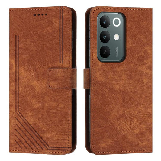 Skin Feel Stripe Pattern Leather Phone Case with Lanyard, For Realme C85 5G / 15x 5G India, For Realme C85 Pro 4G, For Realme 15T 5G, For Realme Narzo 80 Lite 4G, For Realme 15 / 15 Pro, For Realme C71 4G, For Realme 14 / P3 5G / 14T 5G                ...