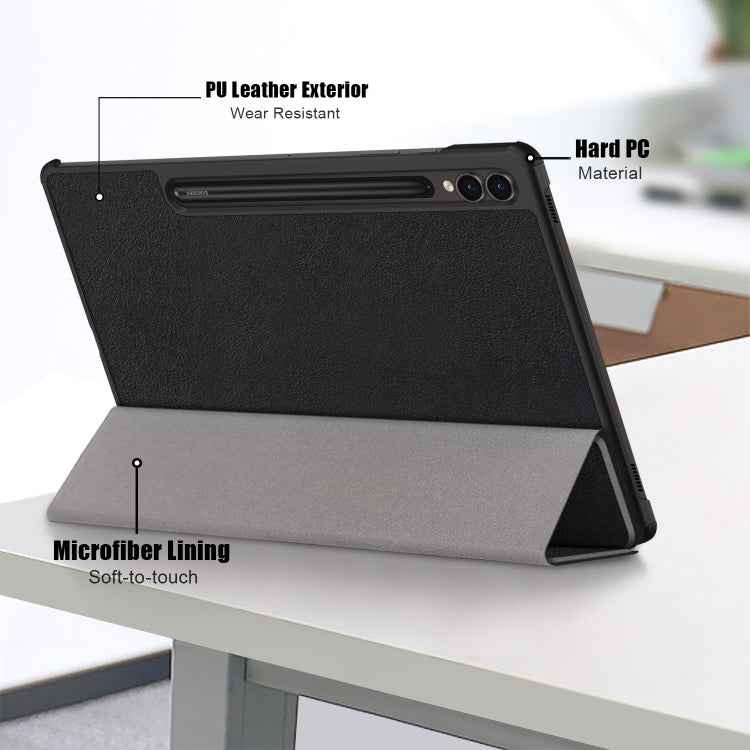 Custer Pure Color 3-Fold Holder Smart Leather Tablet Case, For Samsung Galaxy Tab S9+