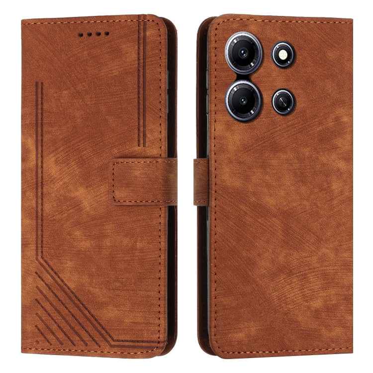 Skin Feel Stripe Pattern Leather Phone Case with Lanyard, For Infinix Note 30i, For Infinix Note 30 Pro, For Infinix Note 30 VIP, For Infinix Hot 30