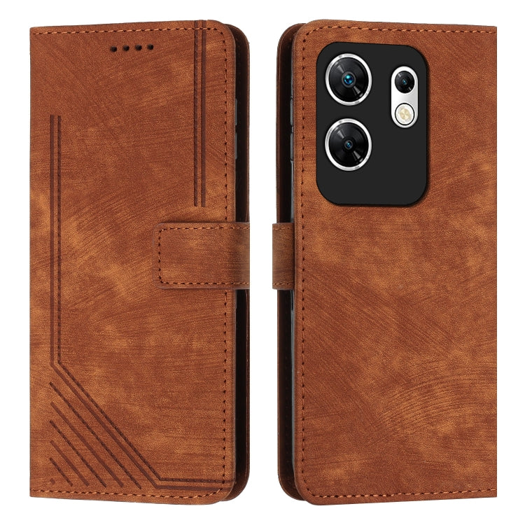 Skin Feel Stripe Pattern Leather Phone Case with Lanyard, For Infinix Note 40 4G, For Infinix Hot 40 / 40 Pro, For Infinix Hot 40i, For Infinix Smart 8, For Infinix Zero 30 4G, For Infinix Zero 30 5G, For Infinix Hot 30 Play NFC                        ...