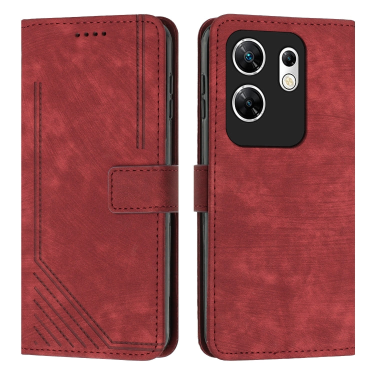 Skin Feel Stripe Pattern Leather Phone Case with Lanyard, For Infinix Note 40 4G, For Infinix Hot 40 / 40 Pro, For Infinix Hot 40i, For Infinix Smart 8, For Infinix Zero 30 4G, For Infinix Zero 30 5G, For Infinix Hot 30 Play NFC                        ...