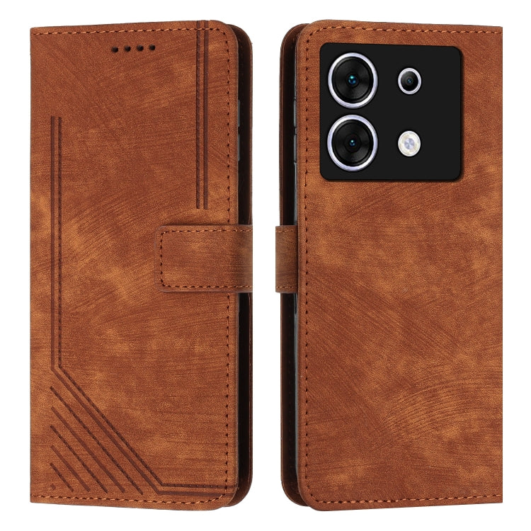 Skin Feel Stripe Pattern Leather Phone Case with Lanyard, For Infinix Zero 30 4G, For Infinix Zero 30 5G, For Infinix Hot 30 Play NFC, For Infinix Note 30/Note 30 5G, For Infinix Note 30i, For Infinix Note 30 Pro, For Infinix Note 30 VIP               ...