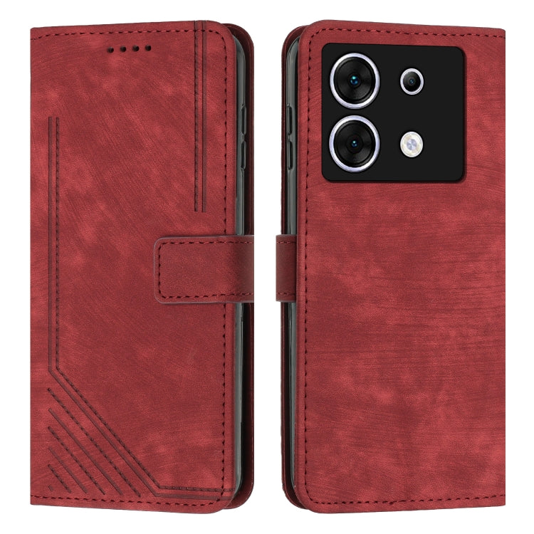 Skin Feel Stripe Pattern Leather Phone Case with Lanyard, For Infinix Note 40 4G, For Infinix Hot 40 / 40 Pro, For Infinix Hot 40i, For Infinix Smart 8, For Infinix Zero 30 4G, For Infinix Zero 30 5G, For Infinix Hot 30 Play NFC                        ...