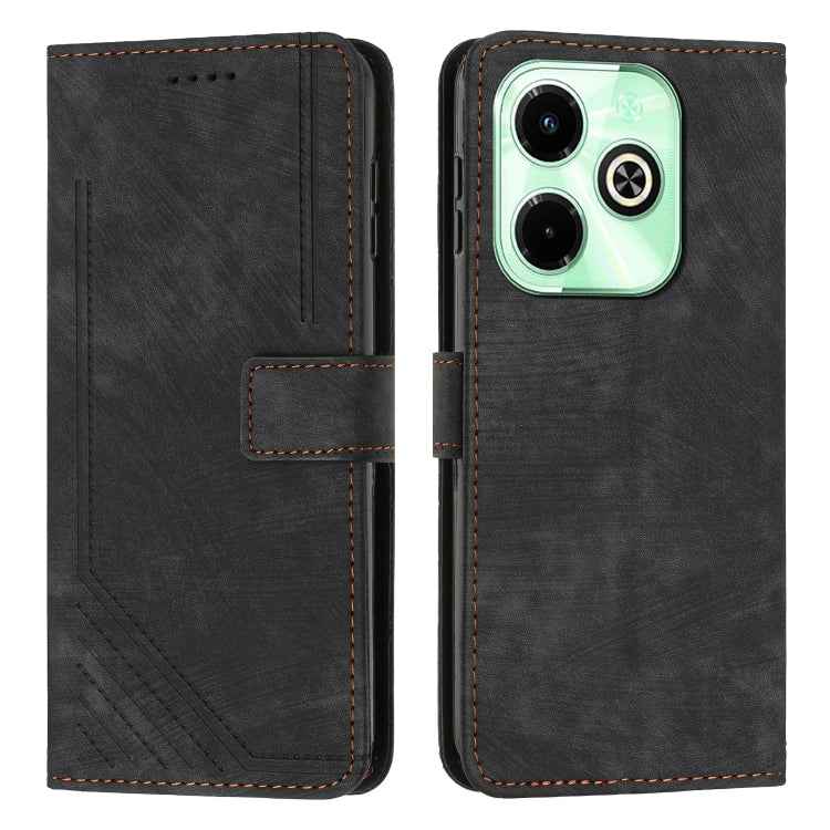 Skin Feel Stripe Pattern Leather Phone Case with Lanyard, For Infinix Note 40 4G, For Infinix Hot 40 / 40 Pro, For Infinix Hot 40i, For Infinix Smart 8, For Infinix Zero 30 4G, For Infinix Zero 30 5G, For Infinix Hot 30 Play NFC                        ...