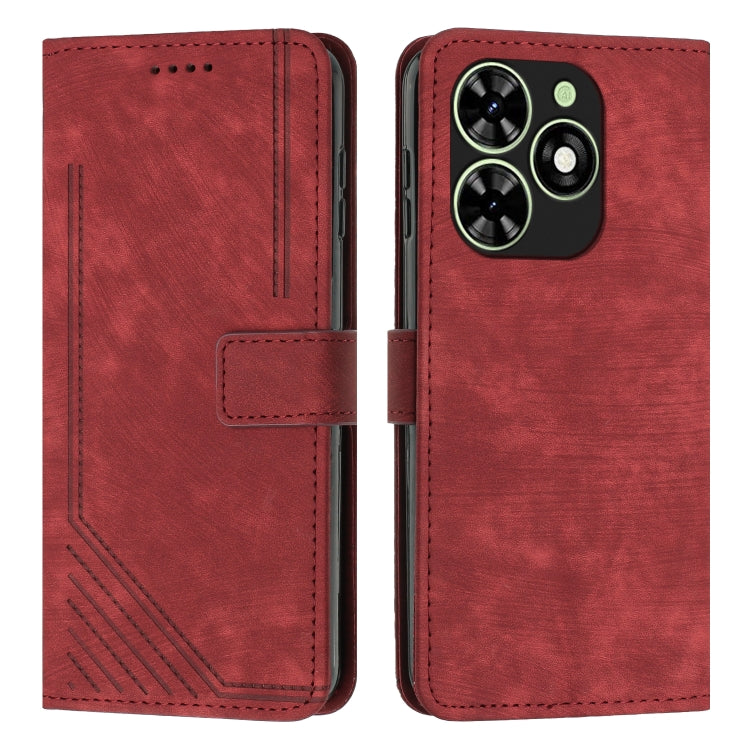Skin Feel Stripe Pattern Leather Phone Case with Lanyard, For Infinix Note 40 4G, For Infinix Hot 40 / 40 Pro, For Infinix Hot 40i, For Infinix Smart 8, For Infinix Zero 30 4G, For Infinix Zero 30 5G, For Infinix Hot 30 Play NFC                        ...