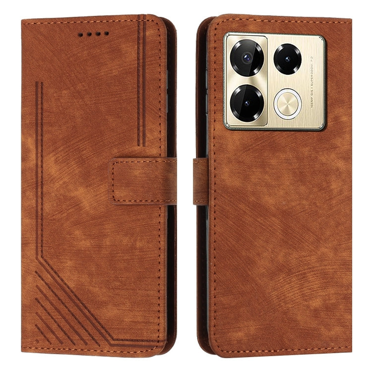 Skin Feel Stripe Pattern Leather Phone Case with Lanyard, For Infinix Hot 50 Pro+ 4G, For Infinix Note 40 5G, For Infinix GT 20 Pro, For Infinix Note 40 Pro 4G / 5G, For Infinix Note 40 4G, For Infinix Hot 40 / 40 Pro, For Infinix Hot 40i              ...
