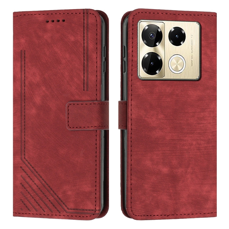 Skin Feel Stripe Pattern Leather Phone Case with Lanyard, For Infinix Hot 50 Pro+ 4G, For Infinix Note 40 5G, For Infinix GT 20 Pro, For Infinix Note 40 Pro 4G / 5G, For Infinix Note 40 4G, For Infinix Hot 40 / 40 Pro, For Infinix Hot 40i              ...