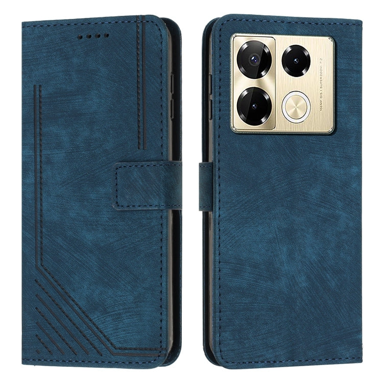 Skin Feel Stripe Pattern Leather Phone Case with Lanyard, For Infinix Hot 50 Pro+ 4G, For Infinix Note 40 5G, For Infinix GT 20 Pro, For Infinix Note 40 Pro 4G / 5G, For Infinix Note 40 4G, For Infinix Hot 40 / 40 Pro, For Infinix Hot 40i              ...