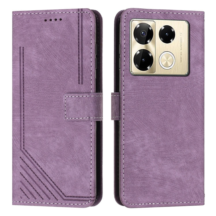 Skin Feel Stripe Pattern Leather Phone Case with Lanyard, For Infinix Hot 50 Pro+ 4G, For Infinix Note 40 5G, For Infinix GT 20 Pro, For Infinix Note 40 Pro 4G / 5G, For Infinix Note 40 4G, For Infinix Hot 40 / 40 Pro, For Infinix Hot 40i              ...