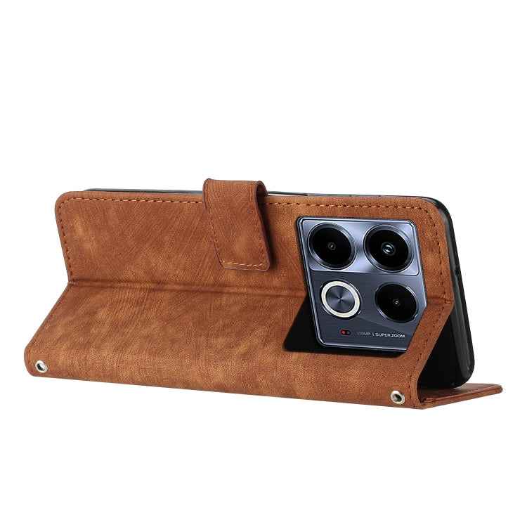 Skin Feel Stripe Pattern Leather Phone Case with Lanyard, For Infinix Note 40 4G, For Infinix Hot 40 / 40 Pro, For Infinix Hot 40i, For Infinix Smart 8, For Infinix Zero 30 4G, For Infinix Zero 30 5G, For Infinix Hot 30 Play NFC                        ...