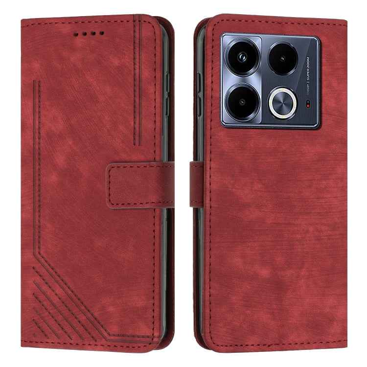 Skin Feel Stripe Pattern Leather Phone Case with Lanyard, For Infinix Note 40 4G, For Infinix Hot 40 / 40 Pro, For Infinix Hot 40i, For Infinix Smart 8, For Infinix Zero 30 4G, For Infinix Zero 30 5G, For Infinix Hot 30 Play NFC                        ...