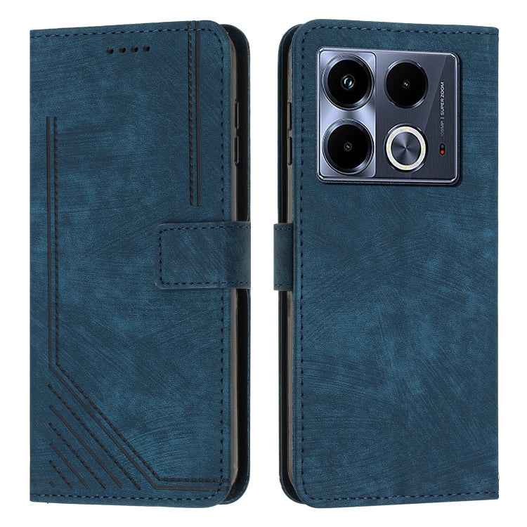 Skin Feel Stripe Pattern Leather Phone Case with Lanyard, For Infinix Note 40 4G, For Infinix Hot 40 / 40 Pro, For Infinix Hot 40i, For Infinix Smart 8, For Infinix Zero 30 4G, For Infinix Zero 30 5G, For Infinix Hot 30 Play NFC                        ...