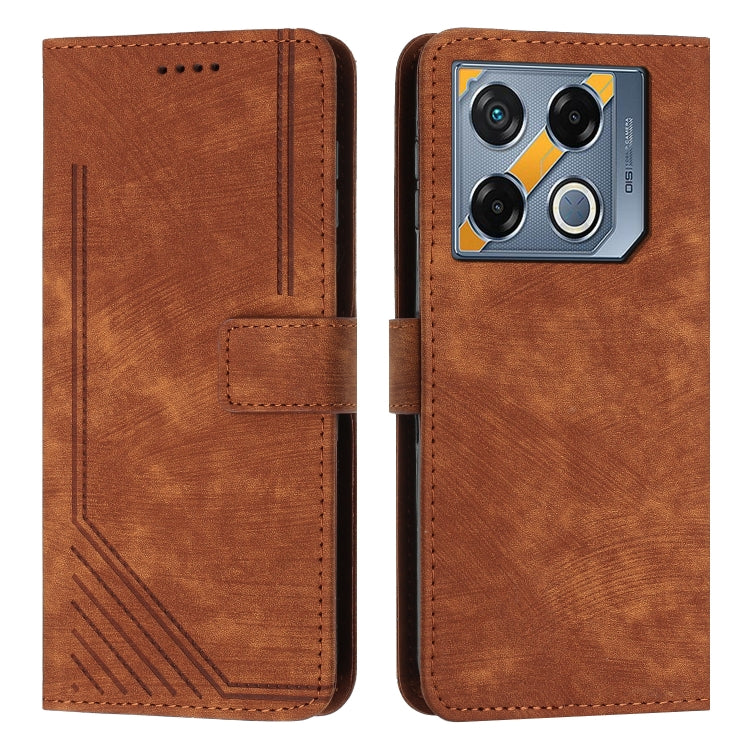 Skin Feel Stripe Pattern Leather Phone Case with Lanyard, For Infinix Hot 50 Pro+ 4G, For Infinix Note 40 5G, For Infinix GT 20 Pro, For Infinix Note 40 Pro 4G / 5G, For Infinix Note 40 4G, For Infinix Hot 40 / 40 Pro, For Infinix Hot 40i              ...