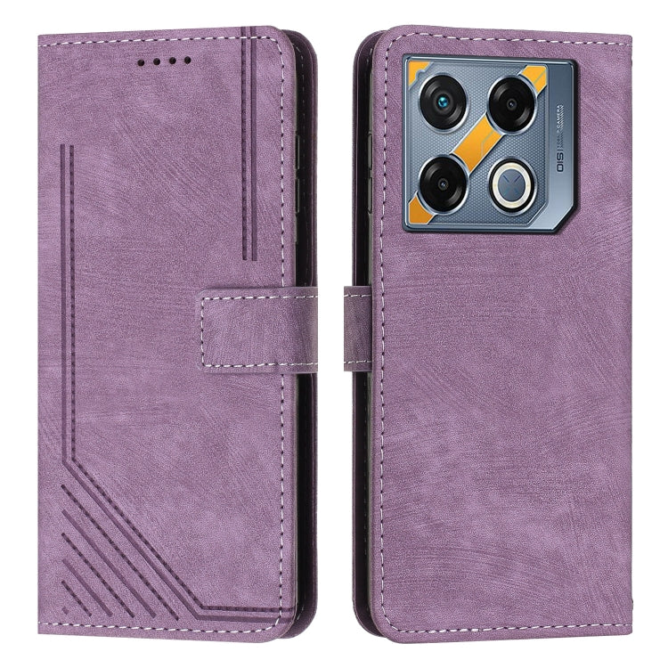 Skin Feel Stripe Pattern Leather Phone Case with Lanyard, For Infinix Hot 50 Pro+ 4G, For Infinix Note 40 5G, For Infinix GT 20 Pro, For Infinix Note 40 Pro 4G / 5G, For Infinix Note 40 4G, For Infinix Hot 40 / 40 Pro, For Infinix Hot 40i              ...