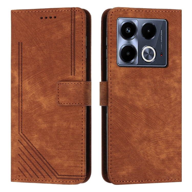 Skin Feel Stripe Pattern Leather Phone Case with Lanyard, For Infinix Hot 50 Pro+ 4G, For Infinix Note 40 5G, For Infinix GT 20 Pro, For Infinix Note 40 Pro 4G / 5G, For Infinix Note 40 4G, For Infinix Hot 40 / 40 Pro, For Infinix Hot 40i              ...