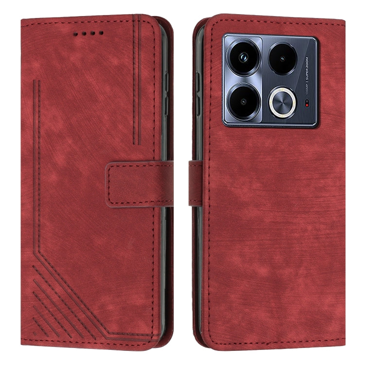 Skin Feel Stripe Pattern Leather Phone Case with Lanyard, For Infinix Hot 50 Pro+ 4G, For Infinix Note 40 5G, For Infinix GT 20 Pro, For Infinix Note 40 Pro 4G / 5G, For Infinix Note 40 4G, For Infinix Hot 40 / 40 Pro, For Infinix Hot 40i              ...