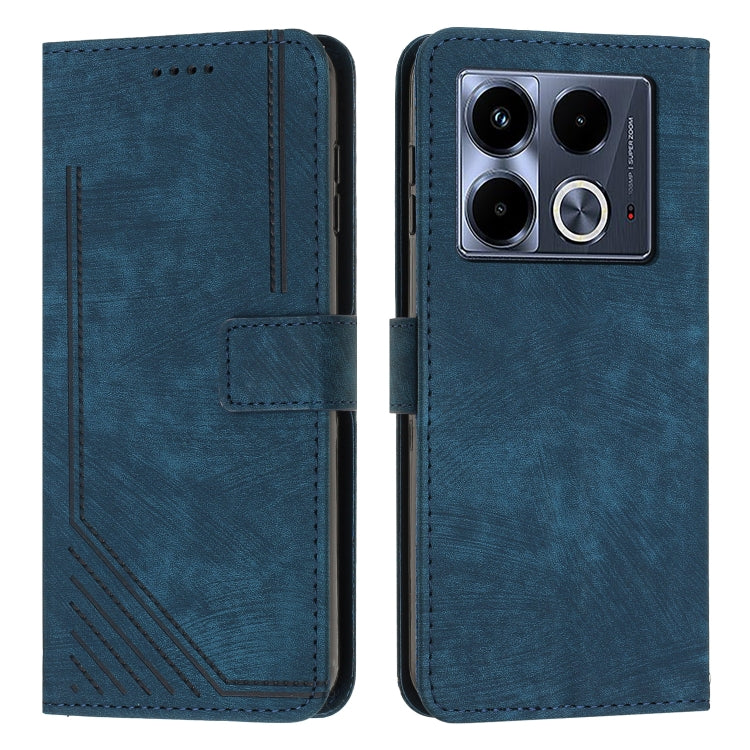 Skin Feel Stripe Pattern Leather Phone Case with Lanyard, For Infinix Hot 50 Pro+ 4G, For Infinix Note 40 5G, For Infinix GT 20 Pro, For Infinix Note 40 Pro 4G / 5G, For Infinix Note 40 4G, For Infinix Hot 40 / 40 Pro, For Infinix Hot 40i              ...