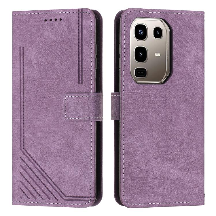 Skin Feel Stripe Pattern Leather Phone Case with Lanyard, For Infinix Hot 60 4G / Hot 60i 4G, For Infinix Hot 60 Pro+ 4G, For Infinix Hot 60 Pro 4G, For Infinix Smart 10 Plus 4G, For Infinix Smart 10 4G, For Infinix GT 30 Pro, For Infinix Note 50s     ...