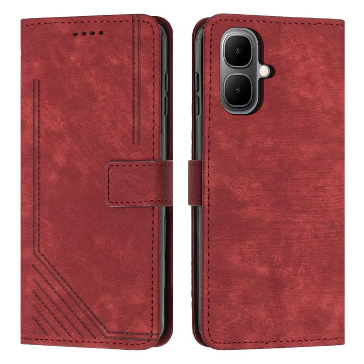 Skin Feel Stripe Pattern Leather Phone Case with Lanyard, For Infinix Hot 60 4G / Hot 60i 4G, For Infinix Hot 60 Pro+ 4G, For Infinix Hot 60 Pro 4G, For Infinix Smart 10 Plus 4G, For Infinix Smart 10 4G, For Infinix GT 30 Pro, For Infinix Note 50s     ...