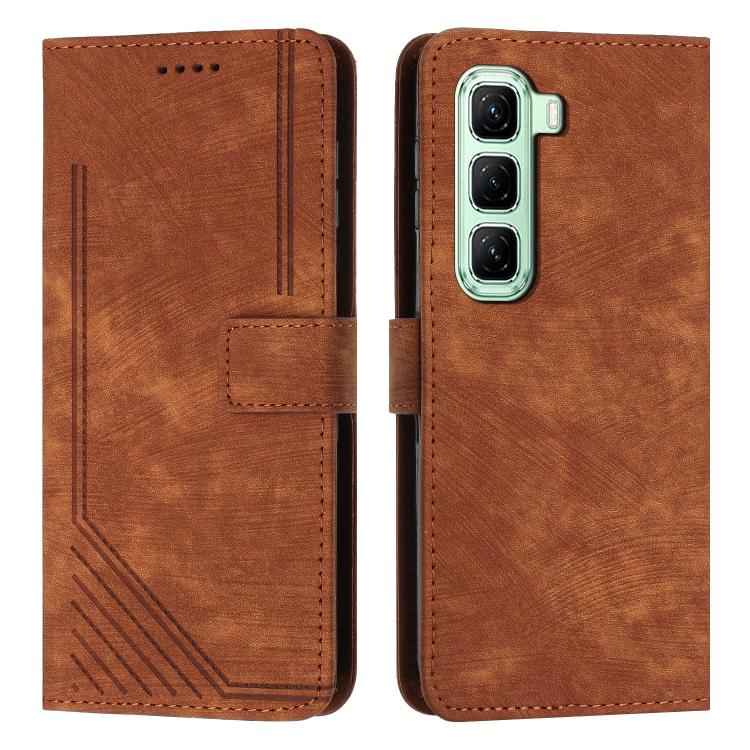 Skin Feel Stripe Pattern Leather Phone Case with Lanyard, For Infinix Hot 60 4G / Hot 60i 4G, For Infinix Hot 60 Pro+ 4G, For Infinix Hot 60 Pro 4G, For Infinix Smart 10 Plus 4G, For Infinix Smart 10 4G, For Infinix GT 30 Pro, For Infinix Note 50s     ...