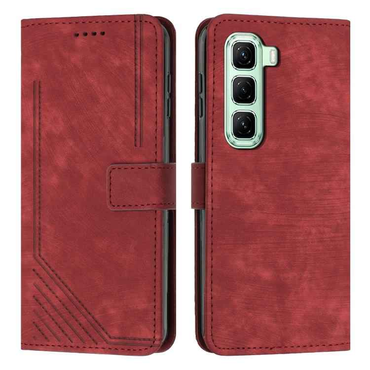 Skin Feel Stripe Pattern Leather Phone Case with Lanyard, For Infinix Hot 60 4G / Hot 60i 4G, For Infinix Hot 60 Pro+ 4G, For Infinix Hot 60 Pro 4G, For Infinix Smart 10 Plus 4G, For Infinix Smart 10 4G, For Infinix GT 30 Pro, For Infinix Note 50s     ...