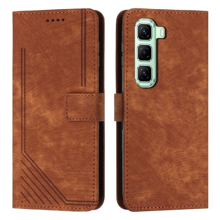 Skin Feel Stripe Pattern Leather Phone Case with Lanyard, For Infinix Hot 70 5G, For Infinix Note Edge 5G, For Infinix Smart 20 4G, For Infinix Note 60 / 60 Pro 5G, For Infinix Hot 60 4G / Hot 60i 4G, For Infinix Hot 60 Pro+ 4G, For Infinix Hot 60 Pro ...