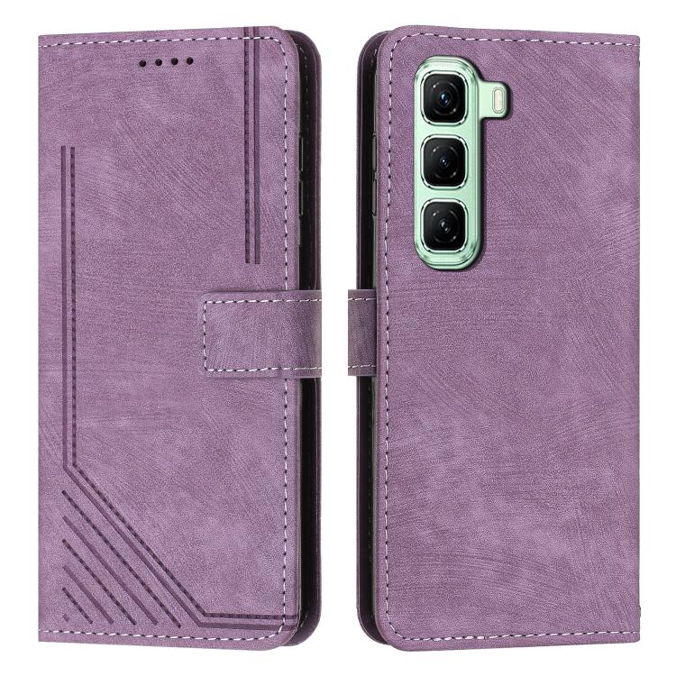 Skin Feel Stripe Pattern Leather Phone Case with Lanyard, For Infinix Hot 70 5G, For Infinix Note Edge 5G, For Infinix Smart 20 4G, For Infinix Note 60 / 60 Pro 5G, For Infinix Hot 60 4G / Hot 60i 4G, For Infinix Hot 60 Pro+ 4G, For Infinix Hot 60 Pro ...