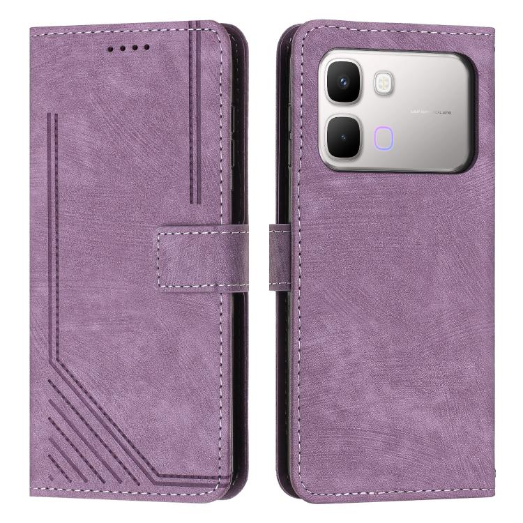 Skin Feel Stripe Pattern Leather Phone Case with Lanyard, For Infinix Hot 70 5G, For Infinix Note Edge 5G, For Infinix Smart 20 4G, For Infinix Note 60 / 60 Pro 5G, For Infinix Hot 60 4G / Hot 60i 4G, For Infinix Hot 60 Pro+ 4G, For Infinix Hot 60 Pro ...