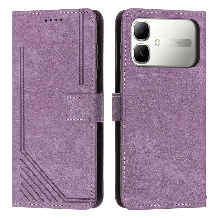 Skin Feel Stripe Pattern Leather Phone Case with Lanyard, For Infinix Hot 70 5G, For Infinix Note Edge 5G, For Infinix Smart 20 4G, For Infinix Note 60 / 60 Pro 5G, For Infinix Hot 60 4G / Hot 60i 4G, For Infinix Hot 60 Pro+ 4G, For Infinix Hot 60 Pro ...
