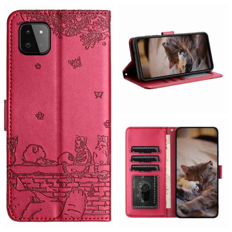 Cat Embossing Pattern Leather Phone Case with Lanyard, For Samsung Galaxy A13 4G, For Samsung Galaxy S22 Ultra, For Samsung Galaxy S22+, For Samsung Galaxy S22, For Samsung Galaxy A22 5G, For Samsung Galaxy S21 FE, For Samsung Galaxy A72               ...