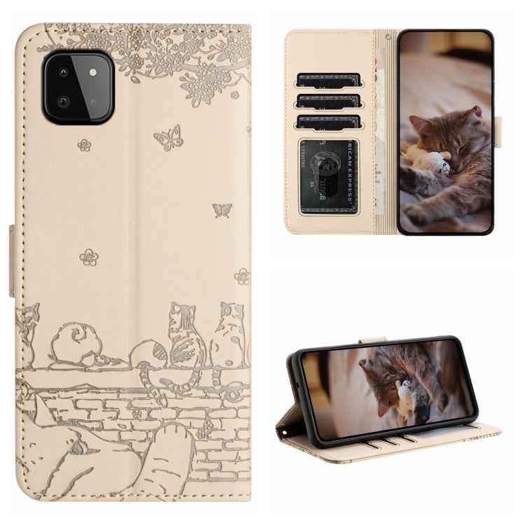 Cat Embossing Pattern Leather Phone Case with Lanyard, For Samsung Galaxy A13 4G, For Samsung Galaxy S22 Ultra, For Samsung Galaxy S22+, For Samsung Galaxy S22, For Samsung Galaxy A22 5G, For Samsung Galaxy S21 FE, For Samsung Galaxy A72               ...