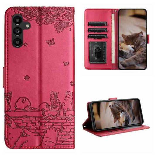 Cat Embossing Pattern Leather Phone Case with Lanyard, For Samsung Galaxy A24, For Samsung Galaxy A15 5G, For Samsung Galaxy S24 Ultra, For Samsung Galaxy A14, For Samsung Galaxy S24+, For Samsung Galaxy A55, For Samsung Galaxy A34, For Samsung Galaxy ...