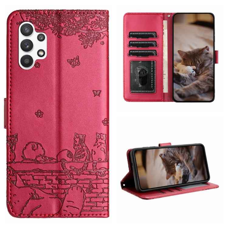 Cat Embossing Pattern Leather Phone Case with Lanyard, For Samsung Galaxy A32 5G, For Samsung Galaxy S21, For Samsung Galaxy S21+, For Samsung Galaxy S21 Ultra, For Samsung Galaxy A12, For Samsung Galaxy A71, For Samsung Galaxy A51