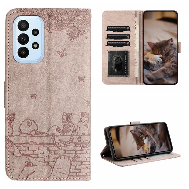 Cat Embossing Pattern Leather Phone Case with Lanyard, For Samsung Galaxy A15, For Samsung Galaxy A54, For Samsung Galaxy A05s, For Samsung Galaxy S23 FE, For Samsung Galaxy S23 Ultra, For Samsung Galaxy S23, For Samsung Galaxy S20 FE                  ...
