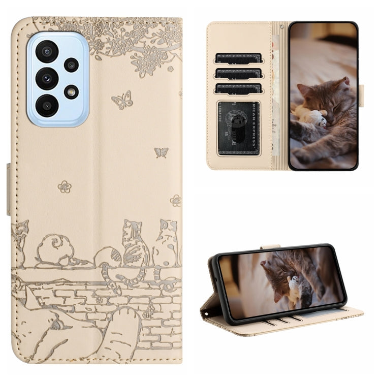 Cat Embossing Pattern Leather Phone Case with Lanyard, For Samsung Galaxy A15, For Samsung Galaxy A54, For Samsung Galaxy A05s, For Samsung Galaxy S23 FE, For Samsung Galaxy S23 Ultra, For Samsung Galaxy S23, For Samsung Galaxy S20 FE                  ...