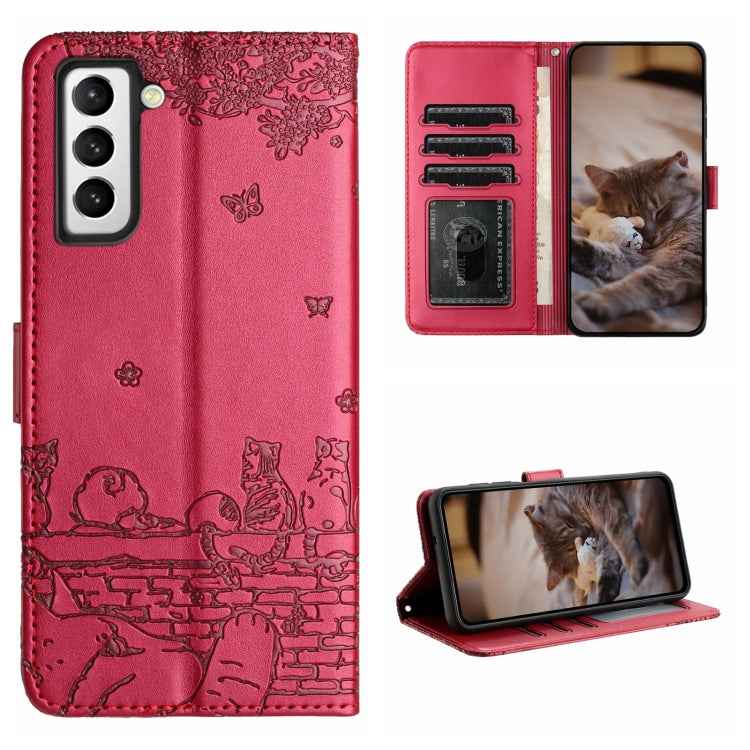 Cat Embossing Pattern Leather Phone Case with Lanyard, For Samsung Galaxy A32 5G, For Samsung Galaxy S21, For Samsung Galaxy S21+, For Samsung Galaxy S21 Ultra, For Samsung Galaxy A12, For Samsung Galaxy A71, For Samsung Galaxy A51