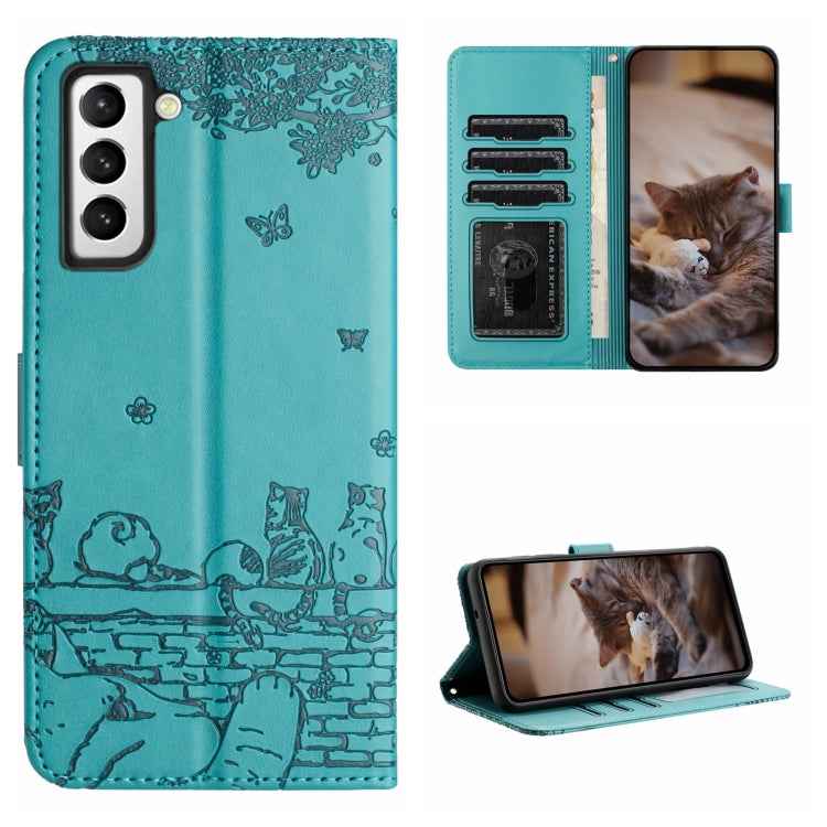 Cat Embossing Pattern Leather Phone Case with Lanyard, For Samsung Galaxy A32 5G, For Samsung Galaxy S21, For Samsung Galaxy S21+, For Samsung Galaxy S21 Ultra, For Samsung Galaxy A12, For Samsung Galaxy A71, For Samsung Galaxy A51