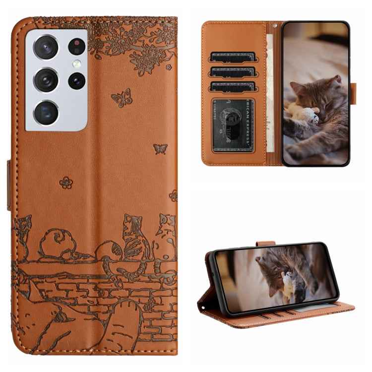 Cat Embossing Pattern Leather Phone Case with Lanyard, For Samsung Galaxy A32 5G, For Samsung Galaxy S21, For Samsung Galaxy S21+, For Samsung Galaxy S21 Ultra, For Samsung Galaxy A12, For Samsung Galaxy A71, For Samsung Galaxy A51