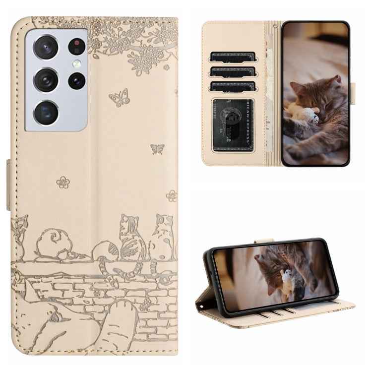 Cat Embossing Pattern Leather Phone Case with Lanyard, For Samsung Galaxy A32 5G, For Samsung Galaxy S21, For Samsung Galaxy S21+, For Samsung Galaxy S21 Ultra, For Samsung Galaxy A12, For Samsung Galaxy A71, For Samsung Galaxy A51