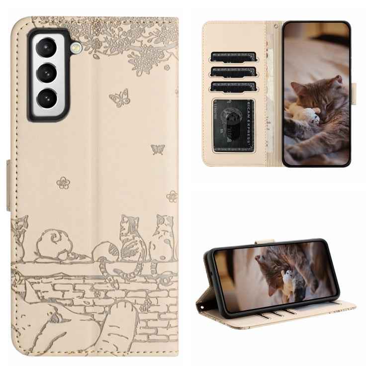 Cat Embossing Pattern Leather Phone Case with Lanyard, For Samsung Galaxy A32 5G, For Samsung Galaxy S21, For Samsung Galaxy S21+, For Samsung Galaxy S21 Ultra, For Samsung Galaxy A12, For Samsung Galaxy A71, For Samsung Galaxy A51
