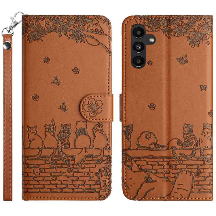 Cat Embossing Pattern Leather Phone Case with Lanyard, For Samsung Galaxy A15, For Samsung Galaxy A54, For Samsung Galaxy A05s, For Samsung Galaxy S23 FE, For Samsung Galaxy S23 Ultra, For Samsung Galaxy S23, For Samsung Galaxy S20 FE                  ...