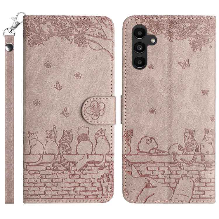 Cat Embossing Pattern Leather Phone Case with Lanyard, For Samsung Galaxy A15, For Samsung Galaxy A54, For Samsung Galaxy A05s, For Samsung Galaxy S23 FE, For Samsung Galaxy S23 Ultra, For Samsung Galaxy S23, For Samsung Galaxy S20 FE                  ...